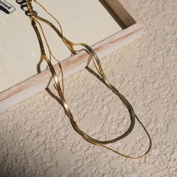 💕18K Gold Plated Double stacked Snake Chain Necklace - Picture 4 of 12